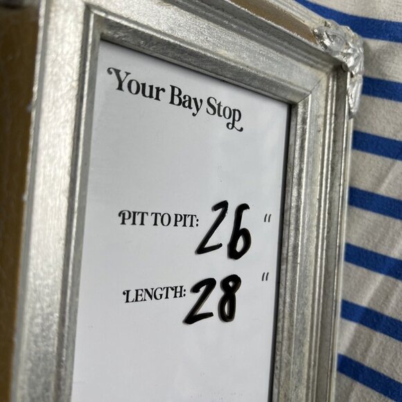 Talbots Women's Top Plus 3X Blue White Mixed Striped 3/4 Sleeve Pullover Stretch - Picture 6 of 7